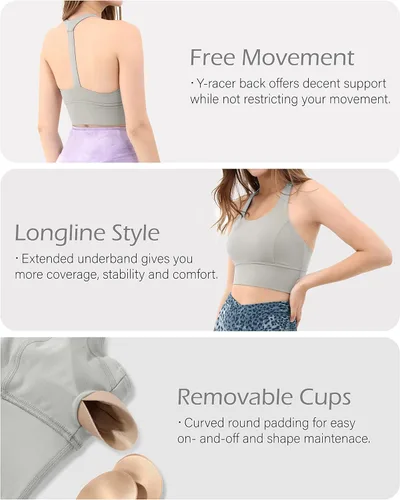 Vista 6 de ODODOS Sujetador deportivo acolchado en la espalda Y Racer para mujer brasier de yoga para entrenamiento y entrenamiento