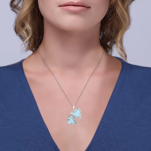 Vista 6 de AVORA - Collar con colgante de corazón de plata de ley 925 con cadena de 17.7in