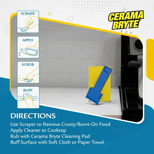 Vista 5 de CERAMA Bryte Combo de rasqueta y almohadilla para cocinas de cerámica., otro, Multicolor, Paquete de 1