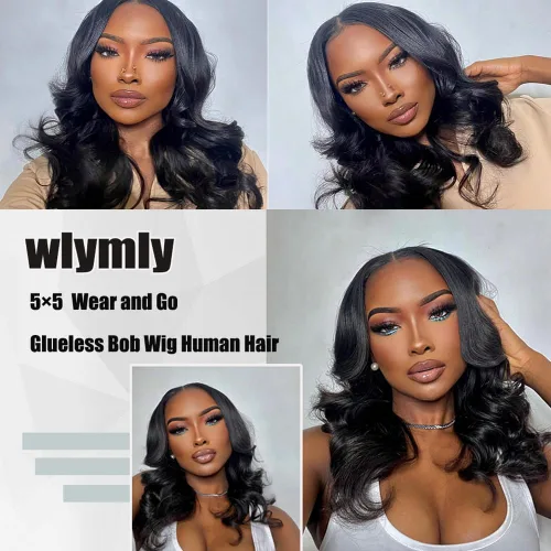 Vista 6 de Peluca de cabello humano ondulado con encaje frontal HD de 5 x 5 para mujeres negras, sin pegamento