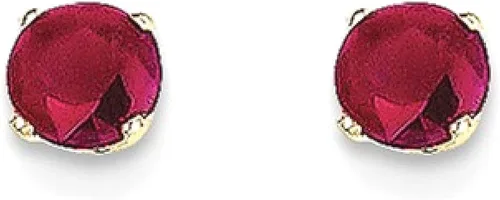Vista 10 de Aretes de oro amarillo de 14 quilates de 0.157in de juliorubí con piedra natal de julio, joyería fina para mujeres, regalos para ella, Cristal Gema