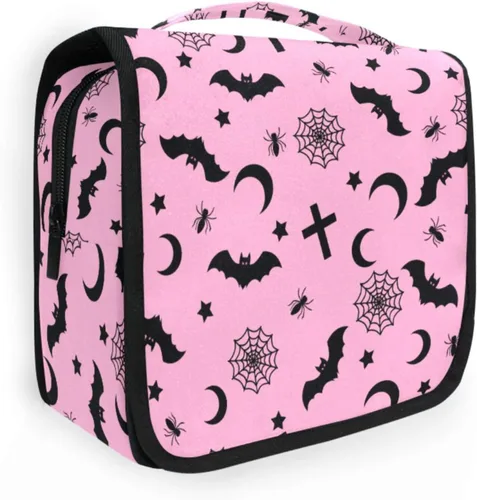 Vista 29 de MNSRUU Hanging Toiletry Bag Bats Satellites Skulls and Trees Travel Makeup bag for Toiletries Portable Travel Toiletry Organizer Cosmetic Bags with