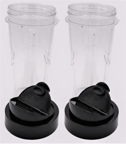 Vista 2 de Blendin Tarro personal de repuesto con tapa abatible para llevar, compatible con licuadoras Oster Pro 1200 (paquete de 2, 24 onzas)