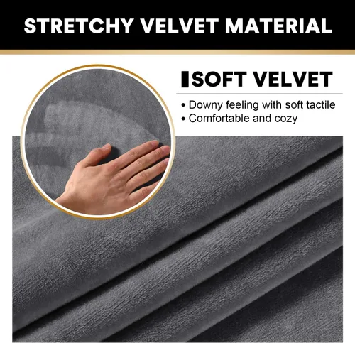 Vista 2 de Fundas elásticas de terciopelo real para silla de 3/4 piezas, fundas para sofá, protectores de muebles, patrón a cuadros, extraíbles y lavables