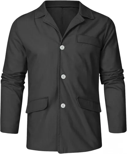 Vista 2 de Chaqueta de traje casual para hombre, chaqueta ligera de lino con cuello con muescas, cárdigan a medida, abrigos deportivos de un solo pecho