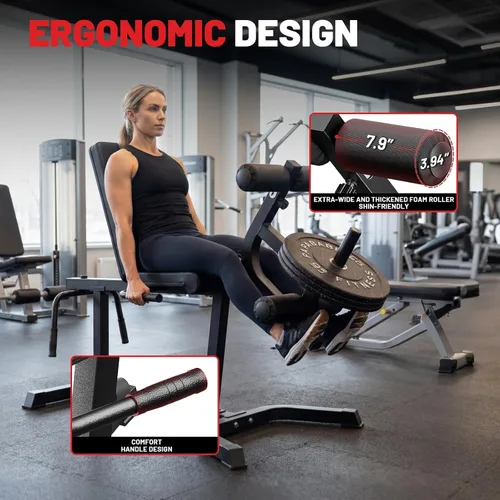 Vista 7 de PAPABABE Leg Extension and Curl Machine, Adjustable Leg Machine, Seated Leg Extension and Lying Leg Curl Machine, Lower Body Workout Equipment for