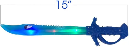 Vista 3 de ArtCreativity Espada de tiburón iluminada para niños (juego de 2) – Juguetes iluminados de 15 pulgadas con luces LED intermitentes, juguetes