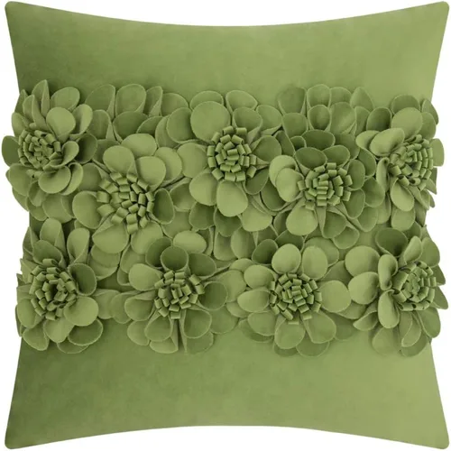 Vista 17 de JWH Fundas de cojines decorativos con flores 3D hechas a mano, estéticas, fundas de almohadas de acento floral, fundas de almohada de terciopelo Azul