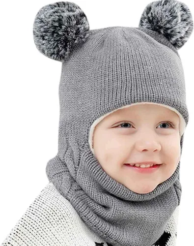 Vista 7 de Invierno Earflap Hat Invierno Con Capucha Bebé Sombrero Cálido Niño Bufanda Bufanda Flap Kid Cap Knit Girl Caps Cuidado del Bebé