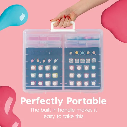 Vista 7 de IRIS USA Estuche de tren cosmético con organizador de esmalte de uñas y 4 estuches internos con asa, paquete de 2, caja de almacenamiento portátil