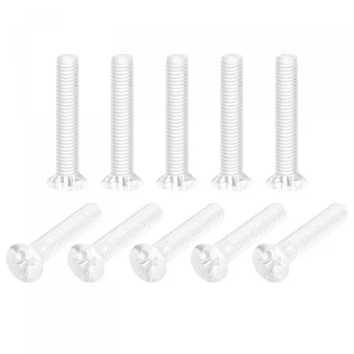 Vista 9 de uxcell Tornillos plásticos de la máquina Phillips de M4 x 19.7 ft m, pernos de máquina de cabeza plana de la PC transparentes 25pcs