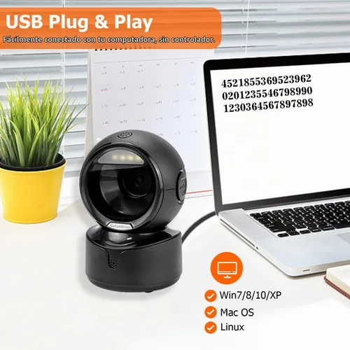 Vista 8 de NetumScan Escáner de código de barras omnidireccional automático de escritorio, lector de código de barras QR con cable USB manos libres, detección