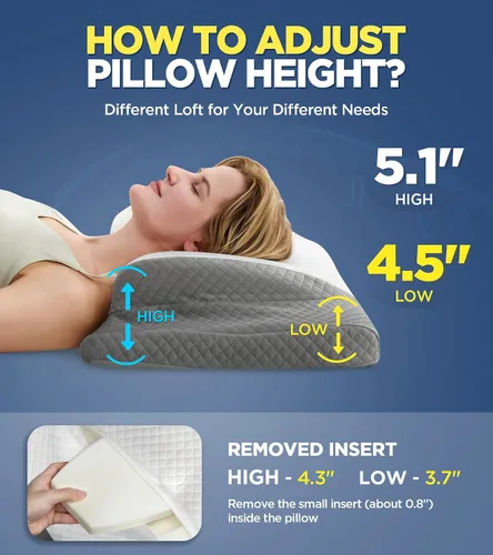 Vista 6 de Almohada cervical ultra cómoda para aliviar el dolor, almohada ajustable para dormir de lado que se ajusta perfectamente al hombro, almohada