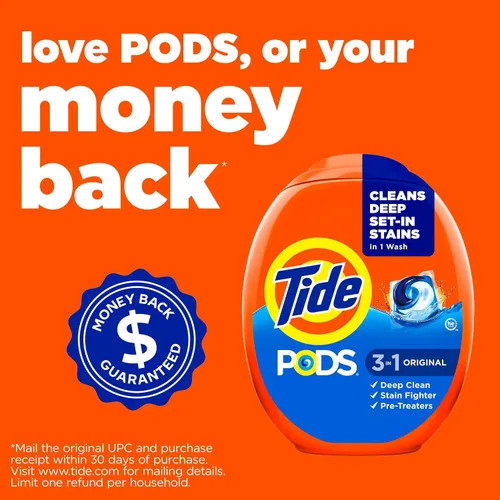 Vista 11 de Tide PODS detergente para ropa en cápsulas, removedor de manchas 3 en 1, combatiente de olores, protector de color, 42 unidades, compatible con HE