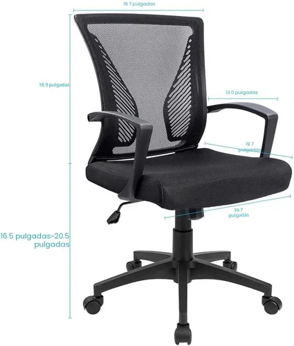 Vista 3 de Furmax Silla de oficina ergonómica de escritorio para computadora, silla de malla, respaldo medio, soporte lumbar giratorio con reposabrazos