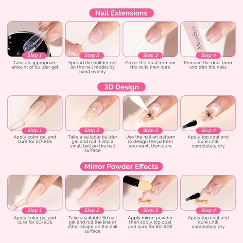 Vista 7 de MelodySusie Gel de Construcción Sólido para Uñas 3D 4 en 1 Antiadherente para Extensión UV para Uñas Acrílicas Transparente 60ML