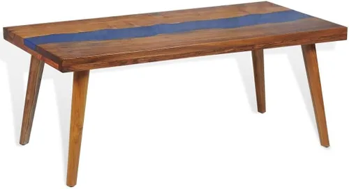 Vista 5 de mesa de Centro para sala Mesas de centro Mesa de centro de resina de teca de 39.4 x 19.7 x 15.7 pulgadas, adecuada para salas de estar, balcones