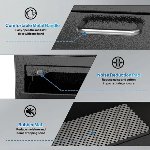 Vista 6 de Caja fuerte de buzón de pared con cerradura para negocios - Caja de seguridad resistente de 1.2mm con código - Caja de seguridad vertical a prueba