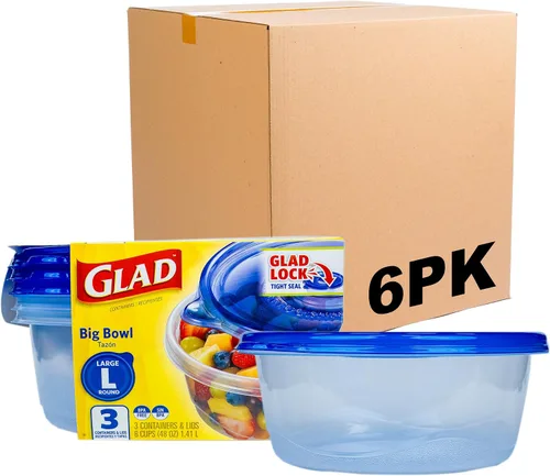Vista 15 de GladWare Sopa y Ensalada para Uso Diario, Almacenamiento Rectangular Mediano, Estándar, 24 Onzas, Juego de 5