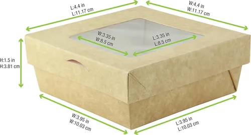 Vista 2 de PACKNWOOD 210KRBAK115K - Caja de papel kraft para hornear con tapa de PET, cajas de panadería, cajas de golosinas, cajas de macarrones, cajas