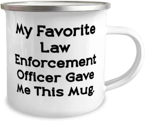 Vista 2 de Funny Law enforcement officer 12oz Camping Mug, My Favorite Law, Joke Gifts for Colleagues from Friends, Birthday Unique Gifts, Police officer