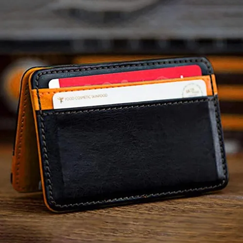 Vista 2 de Elaborate Clip de cuero con tarjetero mágico plegable para dinero, cartera neutra o cartera