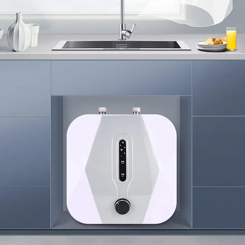 Vista 4 de Calentador de agua eléctrico, mini tanque de almacenamiento de calentador de agua caliente, calentador de agua eléctrico de 110 V, cocina y hogar, 8