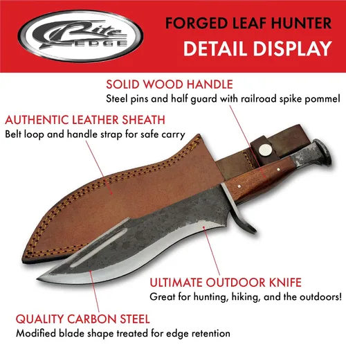 Vista 2 de SZCO Supplies Machete de hoja de hoja de madera forjado a mano de 13.5 "con funda, marrón