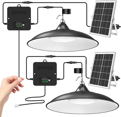 Vista 9 de Luz solar para interiores y exteriores, luz colgante diurna blanca cálida disponible con cuerda de tracción, del atardecer al amanecer, 3 modos