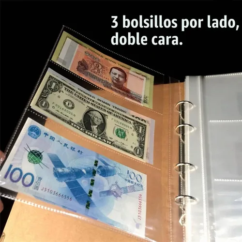 Vista 4 de MUDOR 60 hojas de fundas para monedas, sin PVC, páginas para billetes de 60 hojas-pp
