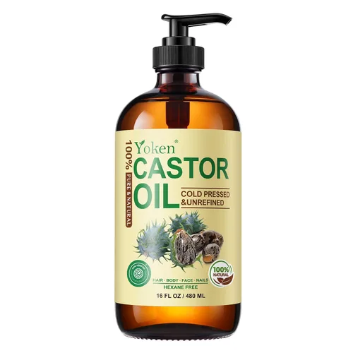 Vista 8 de Yoken Aceite de ricino verificado por EWG - Botella de vidrio de 4 onzas – 100% puro, prensado en frío, sin hexano, aceites de ricino virgen