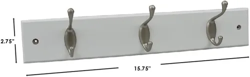 Vista 7 de Home Basics Estante colgante de pared blanco con 3 ganchos dobles para entrada elegante y espacios de vida organizados