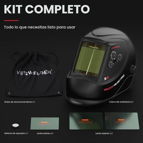 Vista 9 de YESWELDER - Máscara de soldar con oscurecimiento automático, funciona con energía solar, color real.