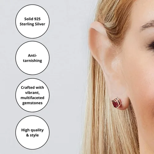 Vista 5 de 925 Sterling Silver Gemstone Oval Stud Earrings for Women 5mm Birthstone with Push Backs by MAX + STONE