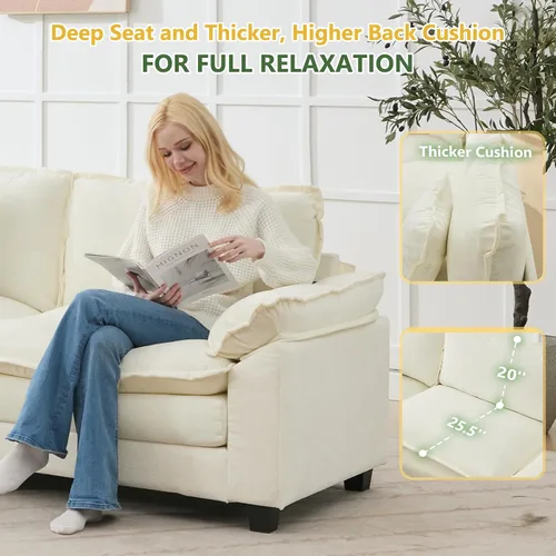 Vista 6 de Juego de sofá seccional modular de gran tamaño, sofá de nube convertible de asiento profundo, sofá esquinero grande en forma de L con cojines Beige