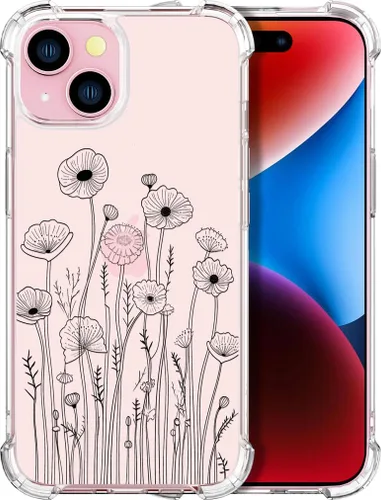 Vista 63 de Compatible con iPhone 14, funda transparente y bonita para mujeres y niñas, diseño floral, diseño floral femenino, funda para teléfono 14