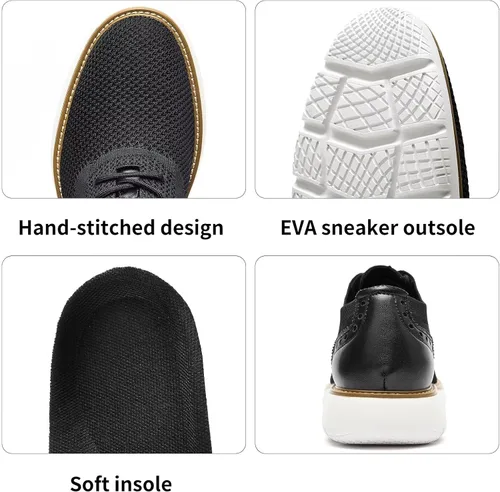 Vista 5 de Zapatos deportivos casuales para hombre, cómodos, de punto, de malla, ligeros, transpirables, formales, Oxford, para negocios