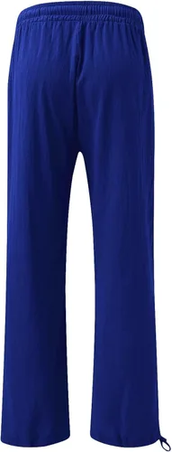 Vista 3 de SHAOBGE Pantalones palazzo de verano para mujer, cintura alta, pierna ancha, casual, cintura elástica, pantalones de playa con bolsillos