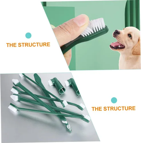 Vista 7 de 1 set de cepillo de dientes para mascotas para perros de doble cabeza cepillo de dientes para cachorro kit para cuidado bucal cerdas suaves para una