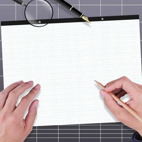 Vista 5 de Papel cuadriculado grande de ingeniería, papel cuadriculado de 22 x 17 pulgadas, 50 hojas/100 páginas, bloc de papel de cuadrícula azul de 4 x 4