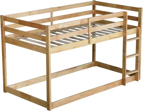 Vista 27 de Twin Size Bunk Bed with Panelled Headboard and Footboard, Antique Dark Oak Antique Oak