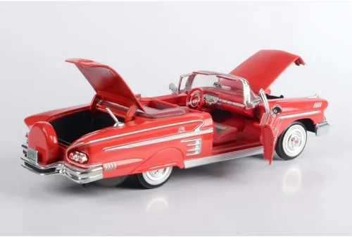 Vista 4 de Motor Max 1:24 W/B American Classics 1958 Chevrolet Impala Convertible Vehículo Diecast para niños unisex, rojo