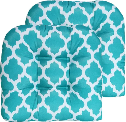 Vista 70 de Sweet Home Collection - Cojines para silla de patio y exterior, almohadillas prémium con relleno grueso y cómodo de fibra, mechones, 19 x 19 Negro