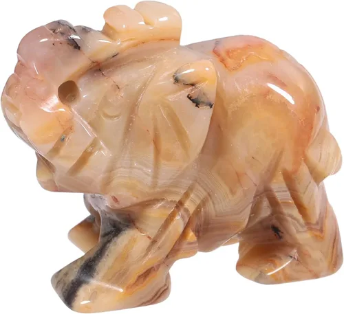 Vista 18 de Estatua de cristal de elefante tallada a mano, escultura de animal guardián de oficina en casa, decoración de 1.5 pulgadas, obsidiana negra