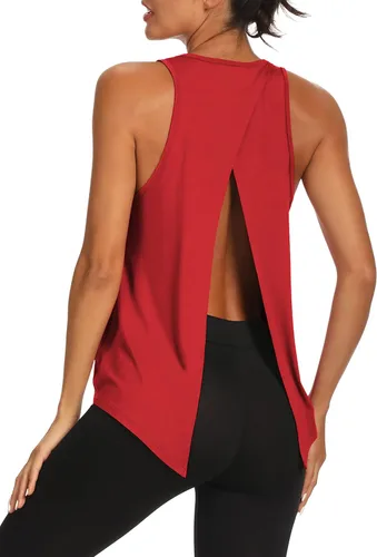 Vista 2 de Bestisun Camisetas de yoga con espalda abierta para mujer, con lazo en la espalda