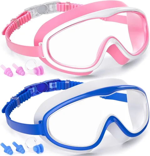 Vista 7 de COOLOO Kids Swim Goggles for Age 3-15, 2 Pack Kids Goggles for Swimming