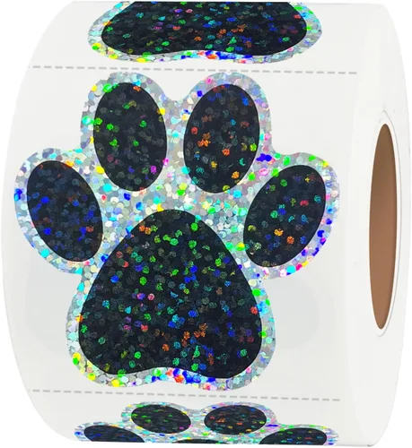 Vista 10 de Calcomanías de Huellas de Patas de Oso, Calcomanías Redondas Transparentes de 1.5" con Línea de Perforación (500 PCS, Naranja)