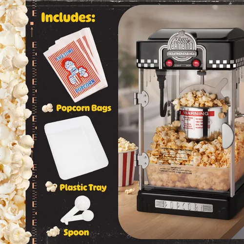 Vista 5 de Great Northern Popcorn Little Bambino 2.5oz Máquina de palomitas de maíz Negro