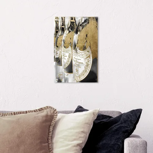 Vista 3 de The Oliver Gal Artist Co. Lienzo decorativo para pared, diseño de bebidas y bebidas espirituosas con texto en inglés "Golden Champagne Feast