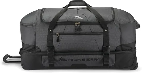 Vista 7 de High Sierra Fairlead - Bolsa de viaje portátil de poliéster de 34 pulgadas con ruedas y mango telescópico empotrado, color grisazul, Mercury Negro